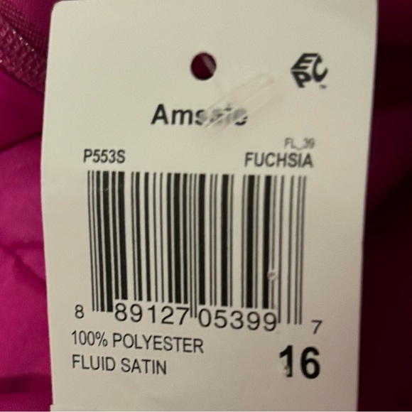 Amsale Deep Plunge Front & Back Midi Dress Pleated Skirt Bright Pink 16 NWT - Picture 12 of 12